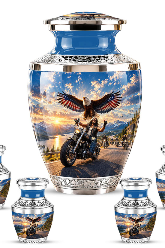 Personalized Motorcycle Cremation Urn, Biker Memorial, Eagle Rider Tribute