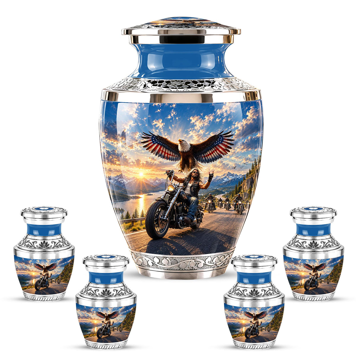 Personalized Motorcycle Cremation Urn, Biker Memorial, Eagle Rider Tribute
