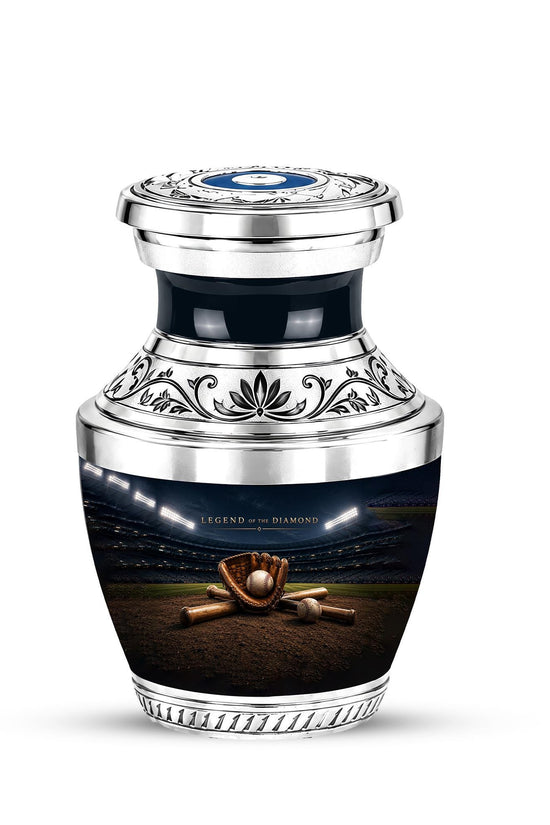 Baseball Glove Cremation Urn for Ashes - Silver Baseball Memorial Urn