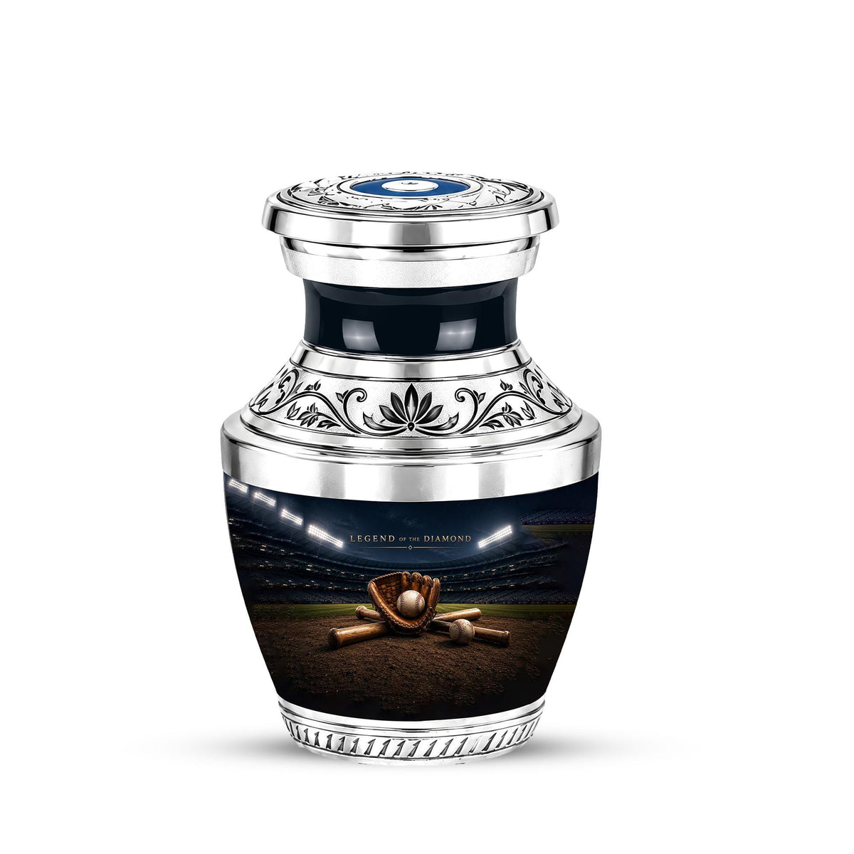Baseball Glove Cremation Urn for Ashes - Silver Baseball Memorial Urn