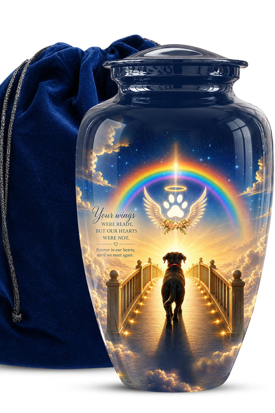 Personalized Dog Cremation Urn for Ashes, Rainbow Bridge Dog Memorial Urn, Angel Pet Tribute Urn - Beloved Dog Remembrance (200 Cubic)