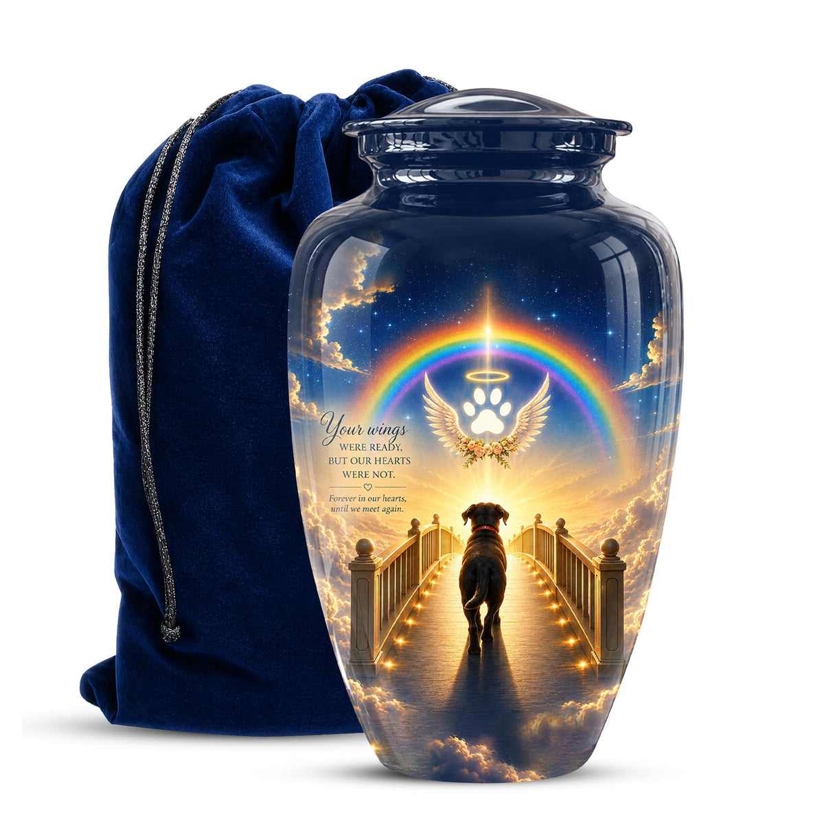 Personalized Dog Cremation Urn for Ashes, Rainbow Bridge Dog Memorial Urn, Angel Pet Tribute Urn - Beloved Dog Remembrance (200 Cubic)