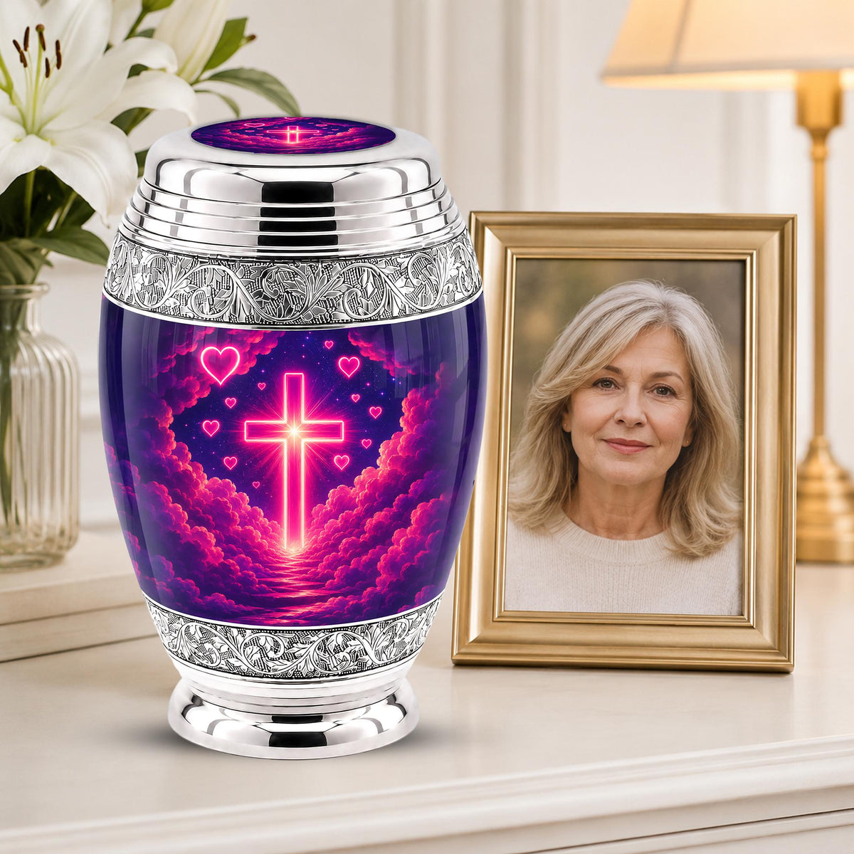 Personalized Christian Cross Cremation Urn, Catholic Memorial Keepsake (200 Cubic Hold)