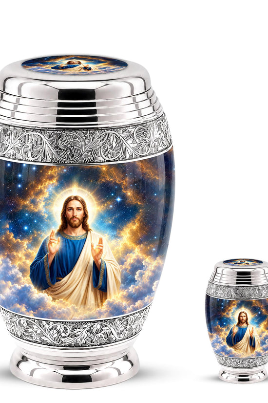 Personalized Jesus Cremation Urn - Celestial Christian Memorial Ashes Urn (200 Cubic)