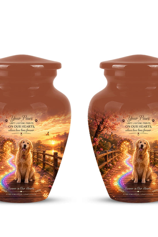 Personalized Dog Cremation Urn, Pet Memorial Urn - Keepsake Sunset Landscape Artwork