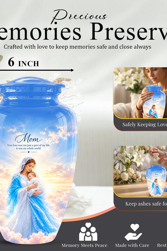 Personalized Mother Mary Cremation Urn, Catholic Memorial Ashes (200 Cubic)
