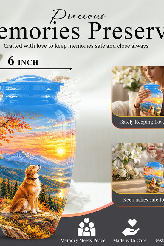 Personalized Golden Retriever Cremation Urn for Ashes, Mountain Dog Memorial Urn, Golden Retriever Tribute Urn - Nature Pet Memorial (200 Cubic)