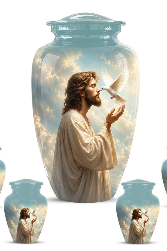 Personalized Christian Cremation Urn - Jesus Dove Memorial Keepsake