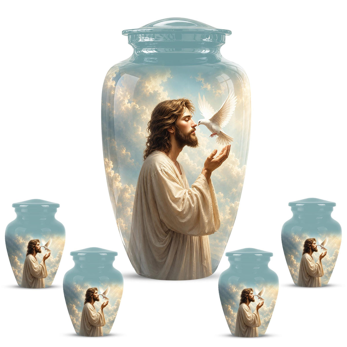 Personalized Christian Cremation Urn - Jesus Dove Memorial Keepsake