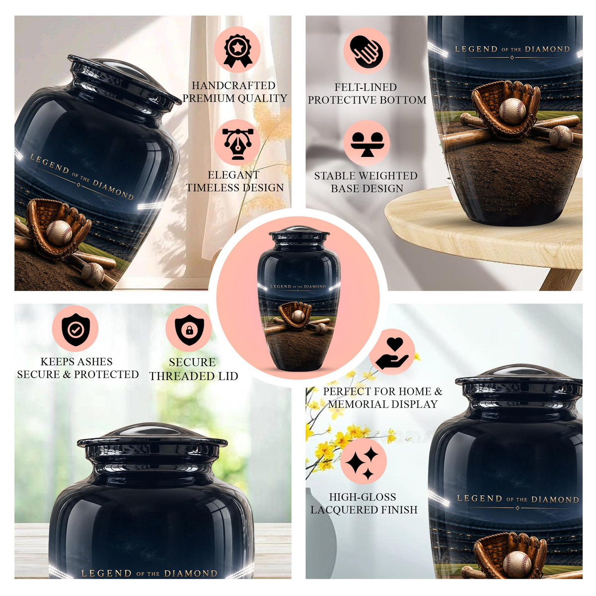 Baseball Glove Cremation Urn for Ashes - Legend of the Diamond Memorial Urn