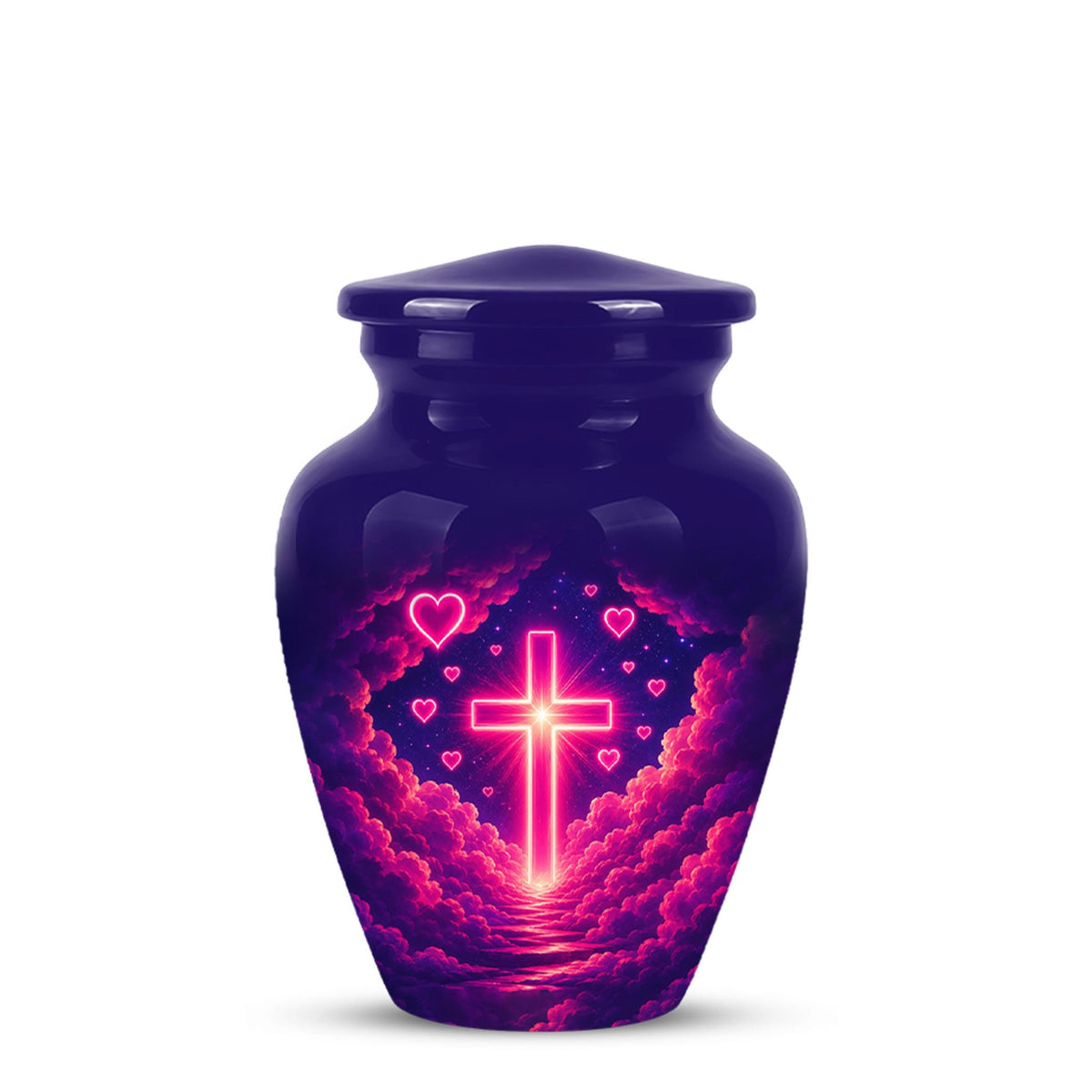 Christian Cremation Urn, Glowing Cross Memorial, Adult Ashes Urn, Religious Funeral Keepsake