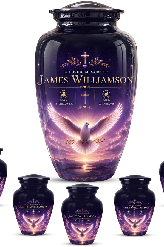 Personalized Purple Dove Cremation Urn - Peaceful Memorial Tribute (Adult)