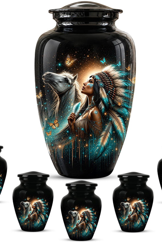 Native American Urns for Human Ashes - Horse Cremation Urn for Adults