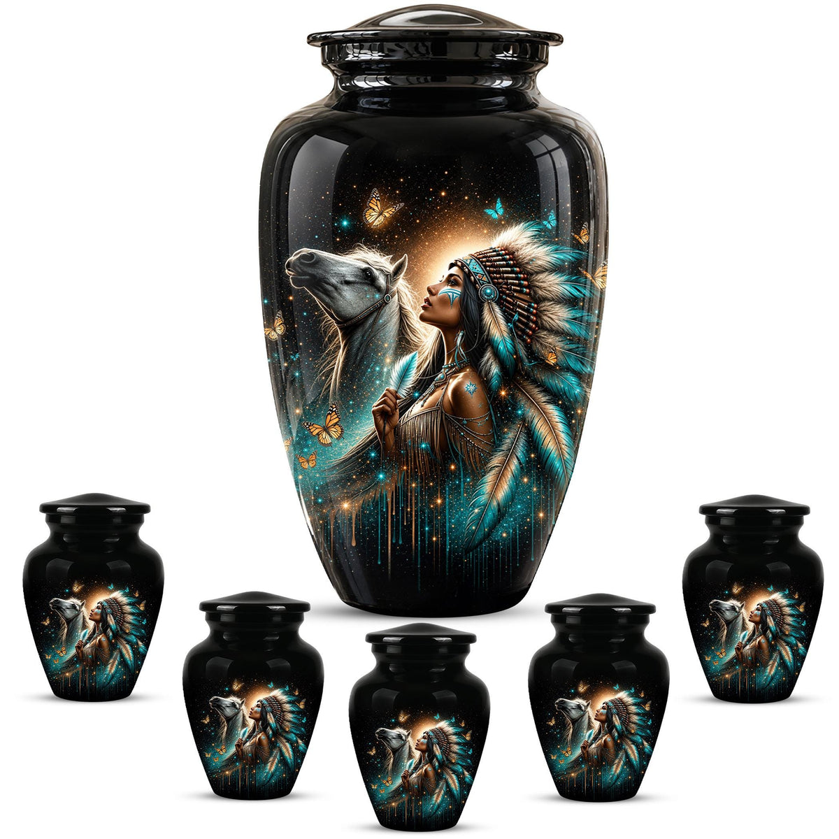 Native American Urns for Human Ashes - Horse Cremation Urn for Adults