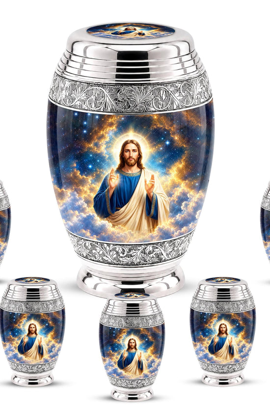 Personalized Jesus Cremation Urn - Celestial Christian Memorial Ashes Urn (200 Cubic)