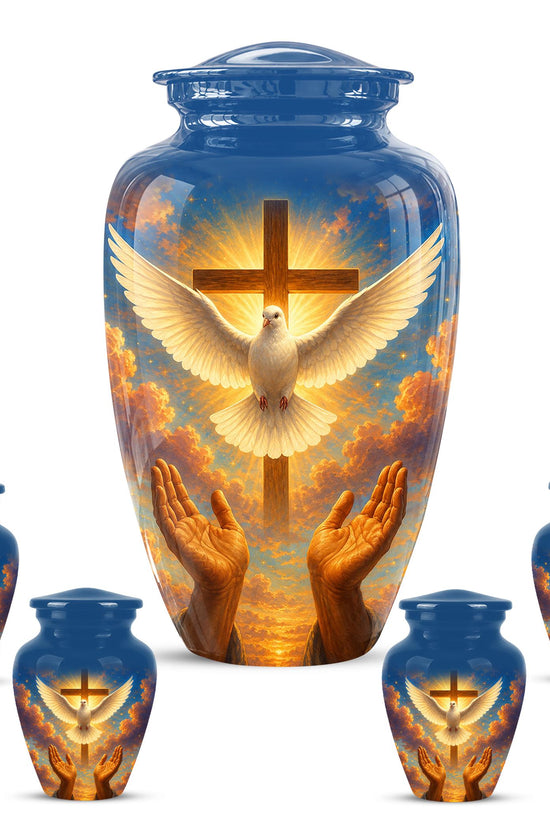 Dove Cross Cremation Urn - Religious Memorial Ashes Keepsake