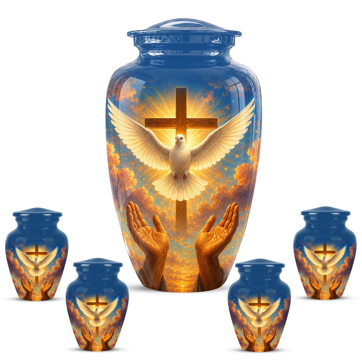Dove Cross Cremation Urn - Religious Memorial Ashes Keepsake
