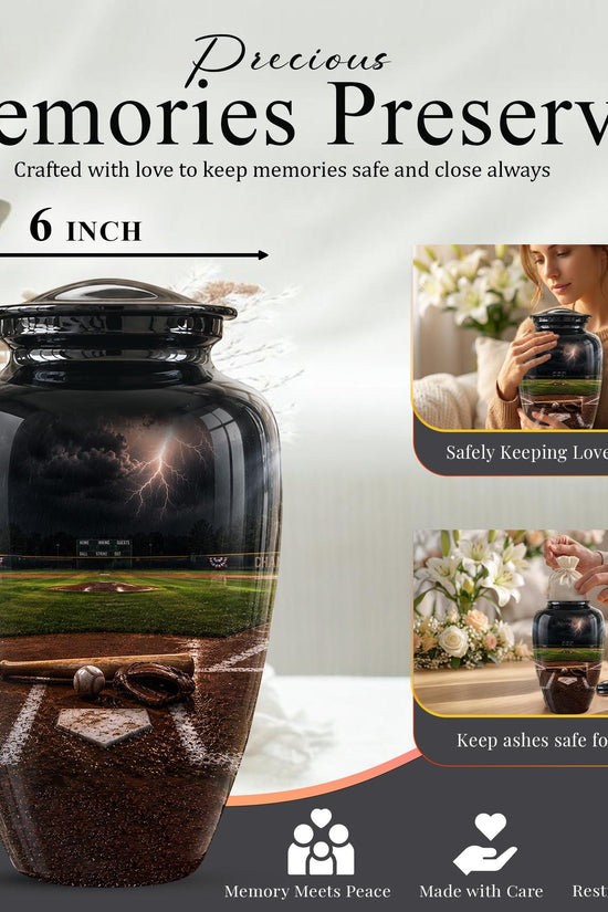 Personalized Baseball Cremation Urn - Adult Memorial Keepsake Urn