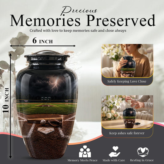 Personalized Baseball Cremation Urn - Adult Memorial Keepsake Urn