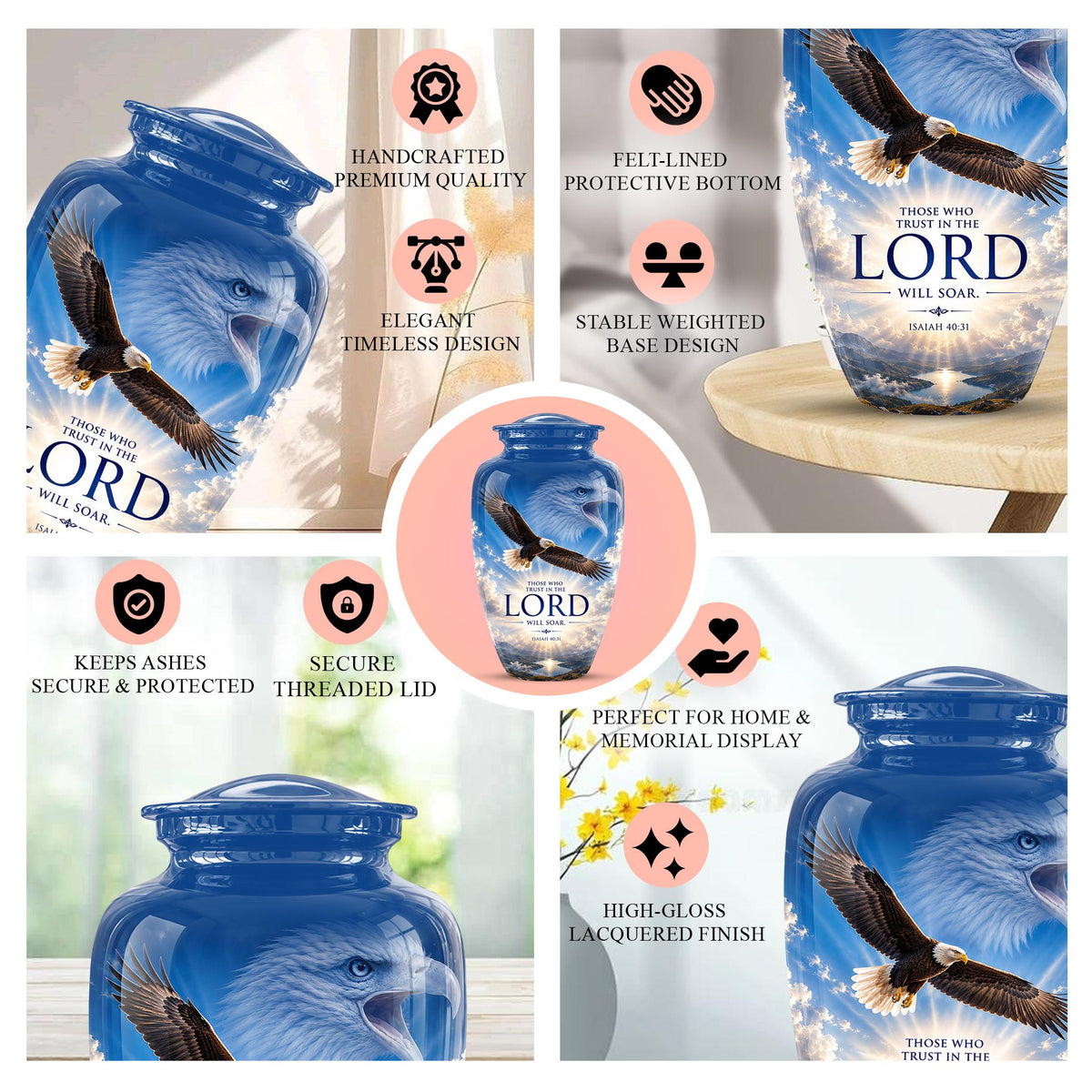 Bald Eagle Cremation Urn for Ashes - Christian Memorial Urn
