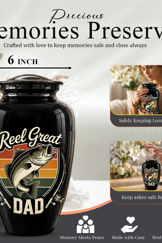 Personalized Fishing Memorial Urn for Dad - Adults Ashes For Memorial Urn