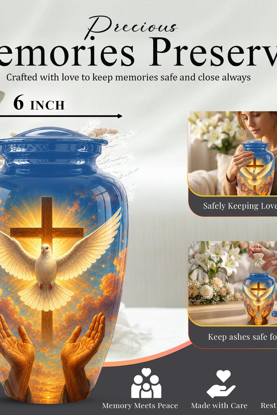 Dove Cross Cremation Urn - Religious Memorial Ashes Keepsake