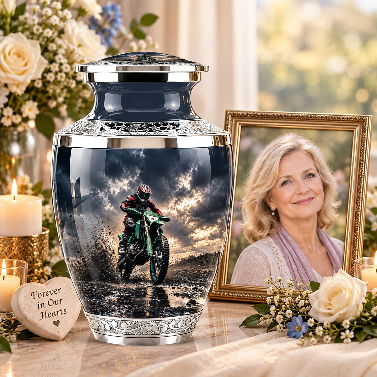Motocross Dirt Bike Memorial Urn, Motorcycle Ashes Cremation Urn, Personalized Tribute
