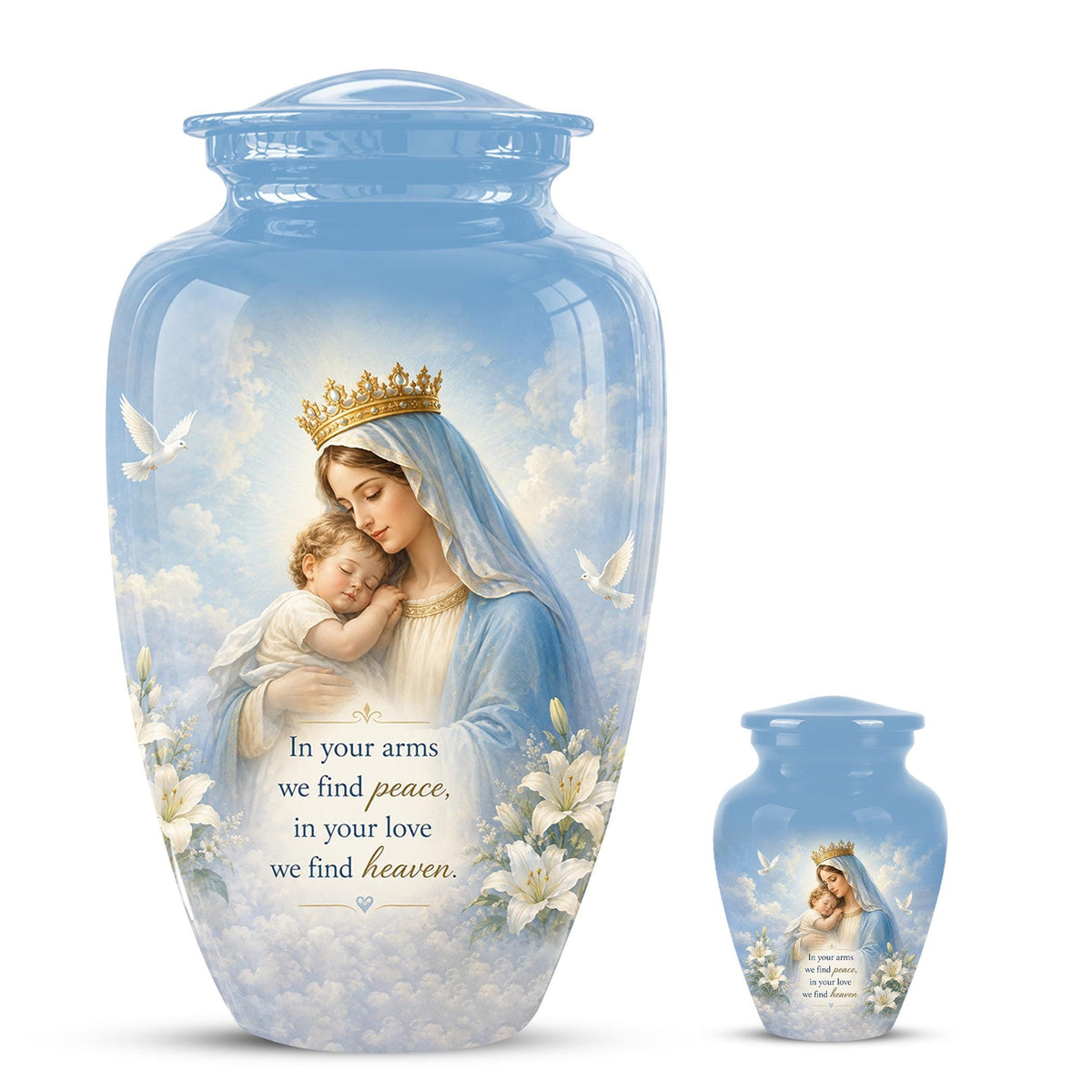 Angel Mom Cremation Urn - Blue Dove Memorial Ashes Container