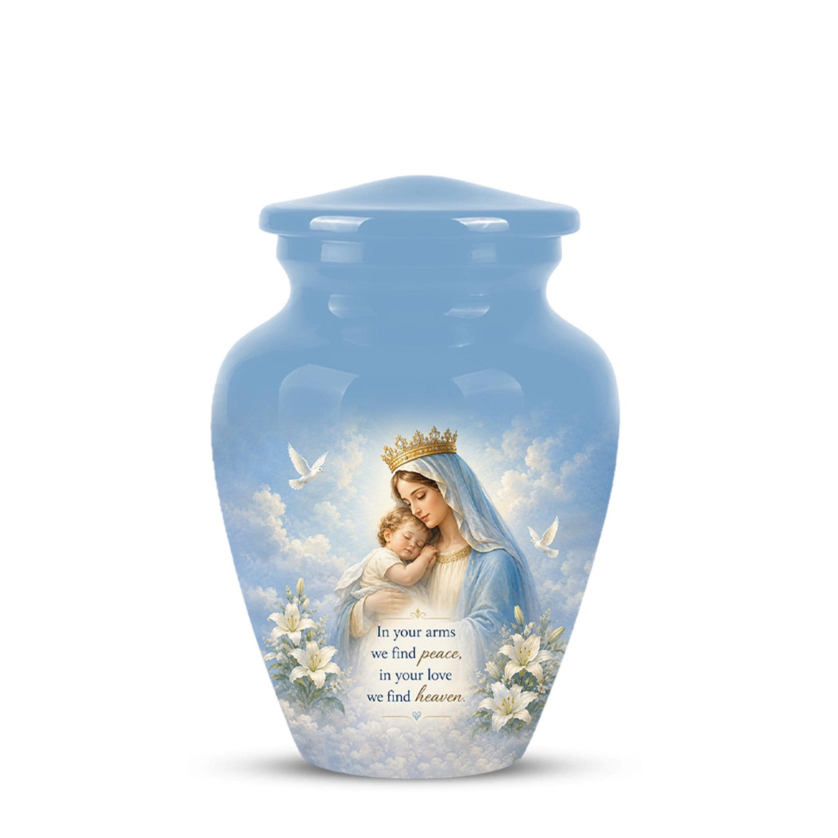 Angel Mom Cremation Urn - Blue Dove Memorial Ashes Container