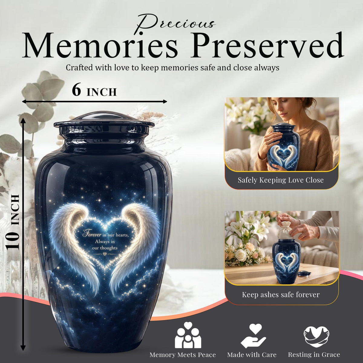 Angel Wings Memorial Urn - Personalized Keepsake for Ashes