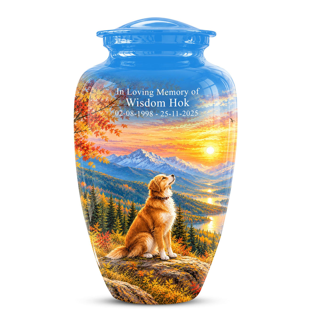 Personalized Golden Retriever Cremation Urn for Ashes, Mountain Dog Memorial Urn, Golden Retriever Tribute Urn - Nature Pet Memorial (200 Cubic)