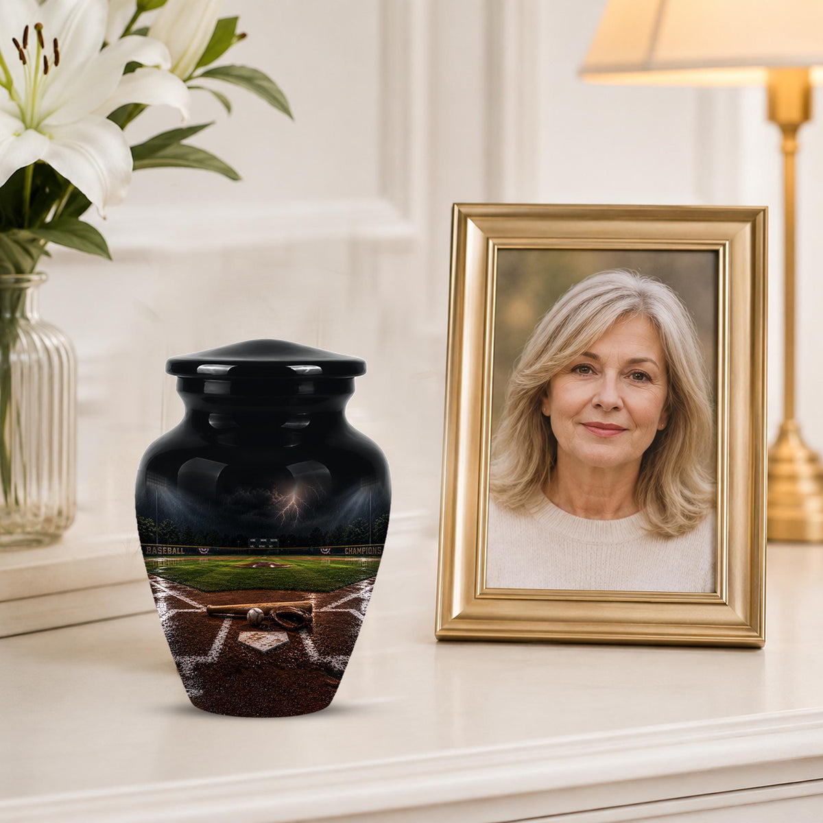 Personalized Baseball Cremation Urn - Adult Memorial Keepsake Urn