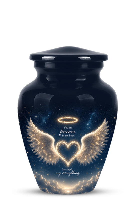 Forever in My Heart Memorial Urn - Personalized Angel Wings Cremation Urn,Custom Remembrance Keepsake