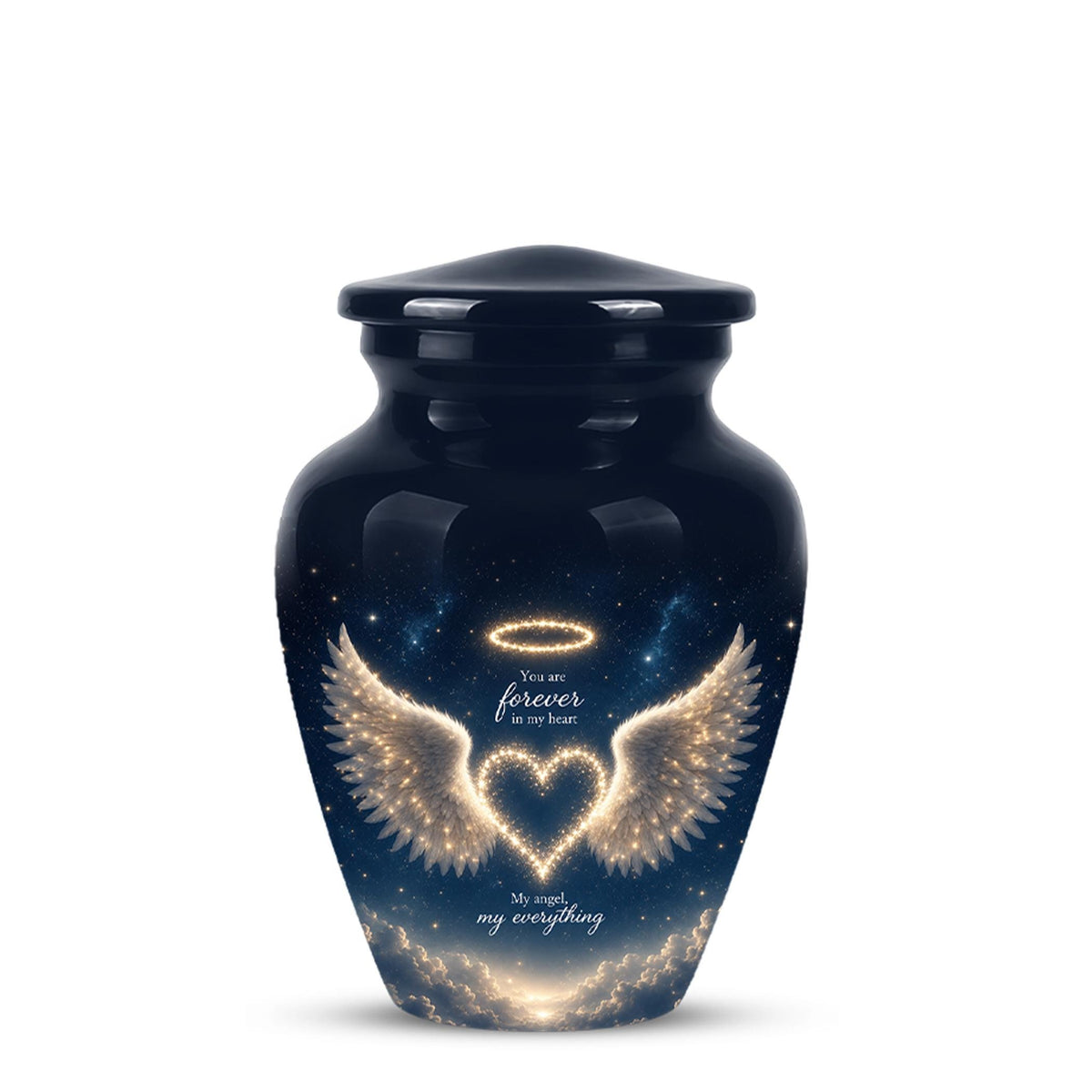 Forever in My Heart Memorial Urn - Personalized Angel Wings Cremation Urn,Custom Remembrance Keepsake