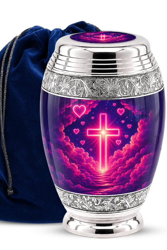 Personalized Christian Cross Cremation Urn, Catholic Memorial Keepsake (200 Cubic Hold)