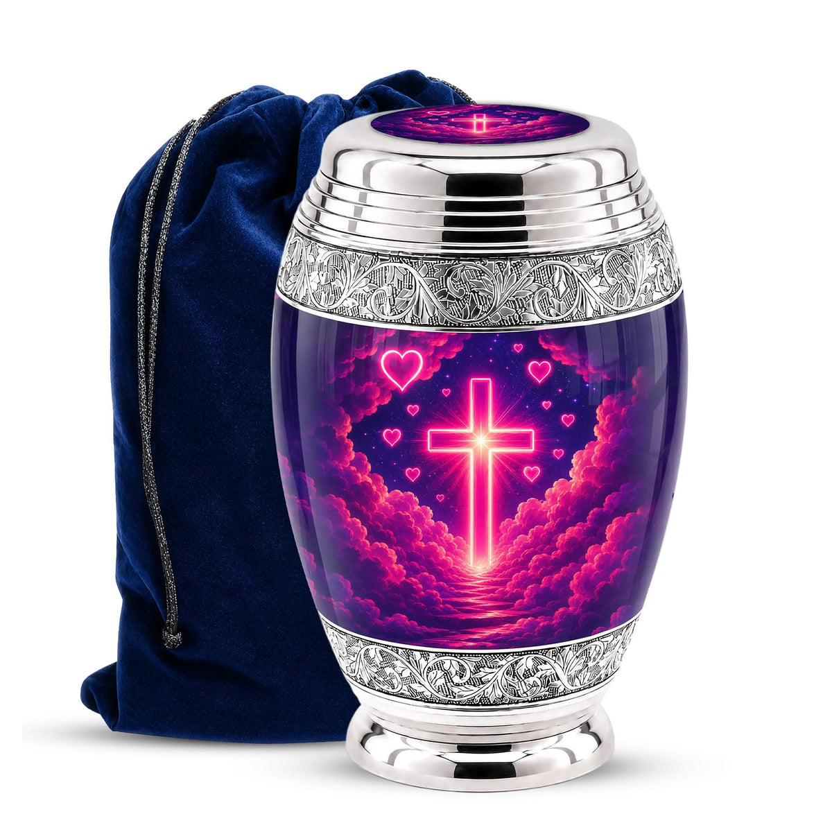 Personalized Christian Cross Cremation Urn, Catholic Memorial Keepsake (200 Cubic Hold)