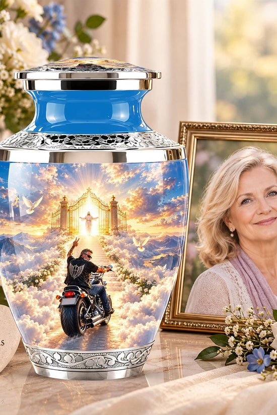 Personalized Motorcycle Memorial Urn, Biker Heaven Tribute, 200 Cubic  Inches
