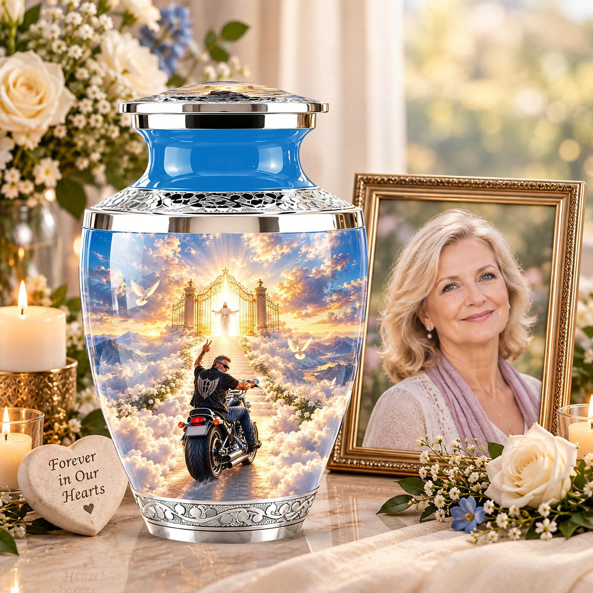 Personalized Motorcycle Memorial Urn, Biker Heaven Tribute, 200 Cubic  Inches