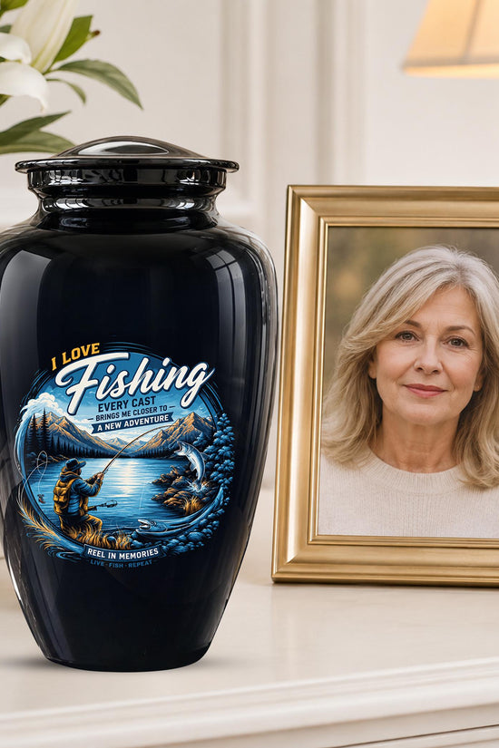 Personalized Fishing Memorial Urn - Adults Ashes For Male