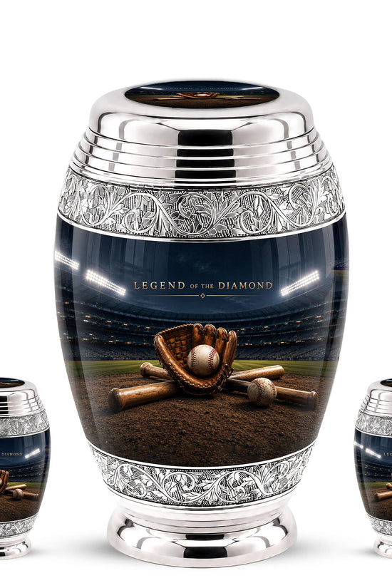 Baseball Cremation Urn for Ashes - Baseball Glove and Bat Memorial Urn