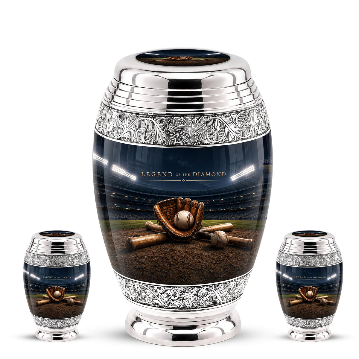 Baseball Cremation Urn for Ashes - Baseball Glove and Bat Memorial Urn