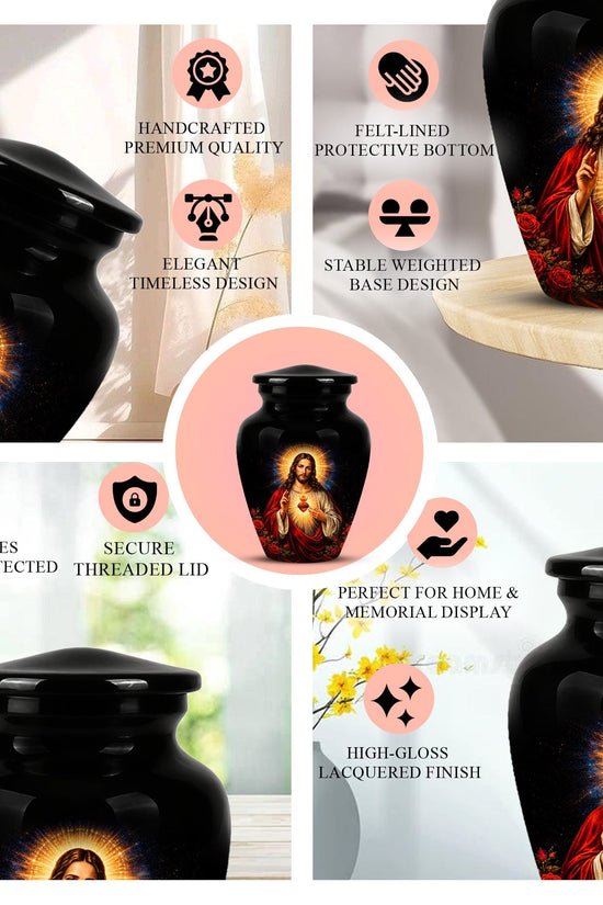 Memorials Urn for Human Ashes,Jesus Christ Memorial Urn  - Personalized Adult Funeral Keepsake
