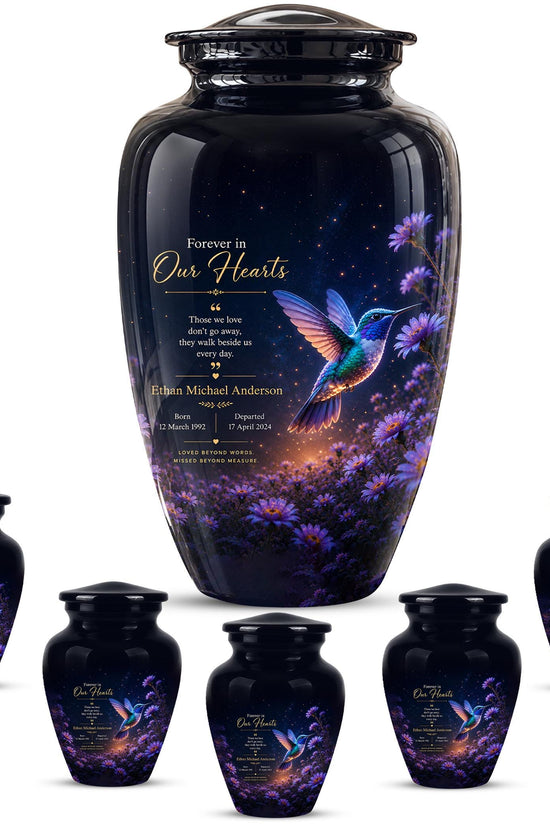 Personalized Hummingbird Cremation Urn - Floral Garden Memorial Keepsake (200 Cubic)