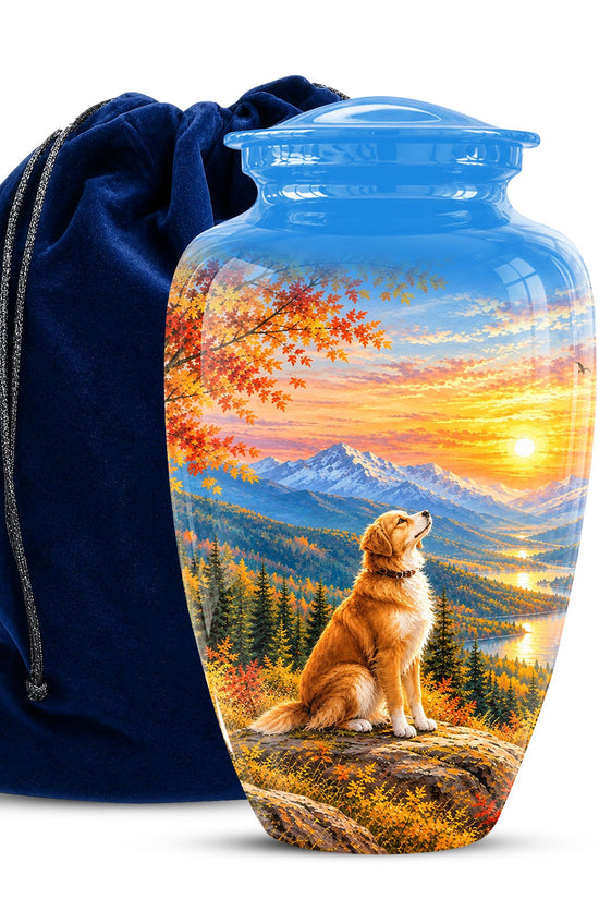 Personalized Golden Retriever Cremation Urn for Ashes, Mountain Dog Memorial Urn, Golden Retriever Tribute Urn - Nature Pet Memorial (200 Cubic)