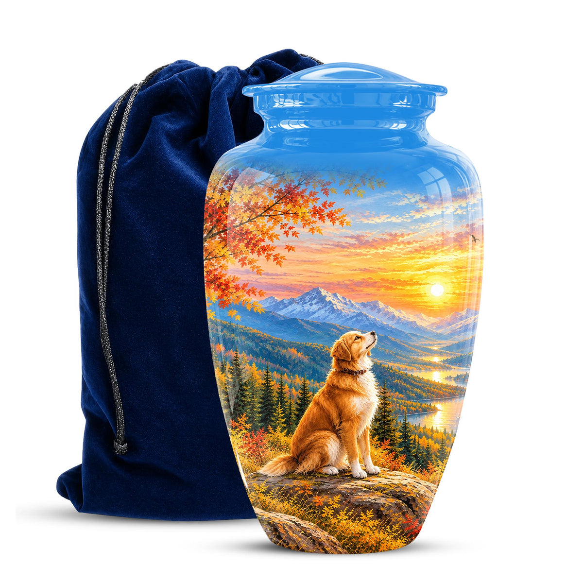 Personalized Golden Retriever Cremation Urn for Ashes, Mountain Dog Memorial Urn, Golden Retriever Tribute Urn - Nature Pet Memorial (200 Cubic)