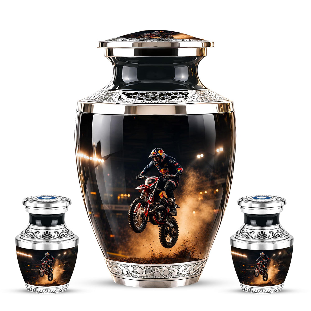 Personalized Motorcycle Cremation Urn, Biker Memorial Ashes (Adult)
