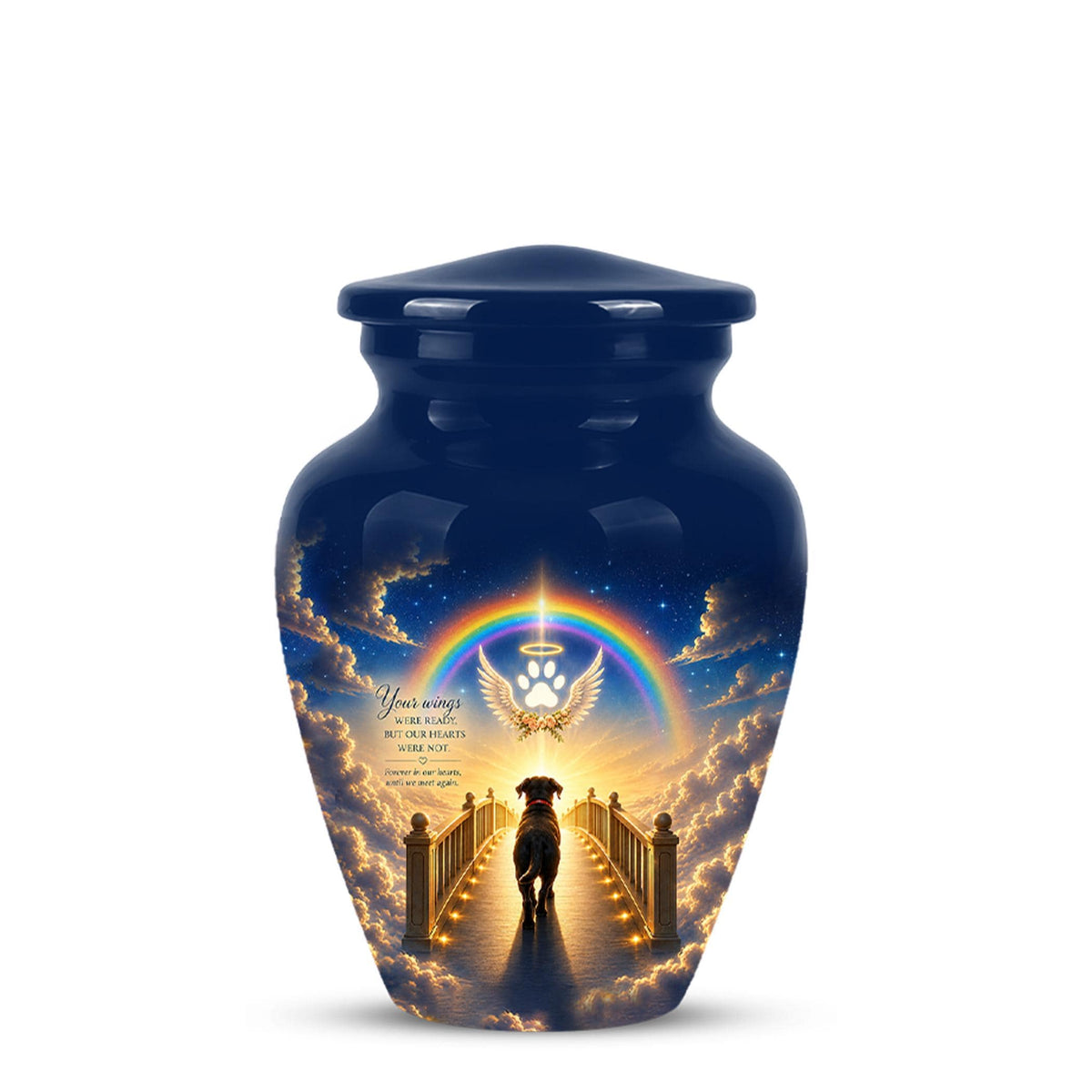 Personalized Dog Cremation Urn for Ashes, Rainbow Bridge Dog Memorial Urn, Angel Pet Tribute Urn - Beloved Dog Remembrance (200 Cubic)