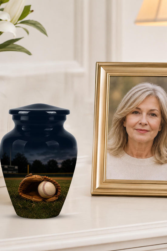 Baseball Cremation Urn for Ashes - Baseball Glove and Ball Memorial Urn
