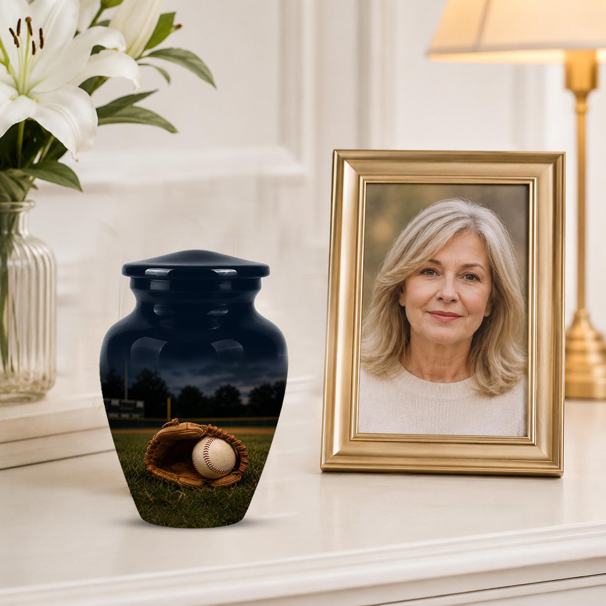 Baseball Cremation Urn for Ashes - Baseball Glove and Ball Memorial Urn