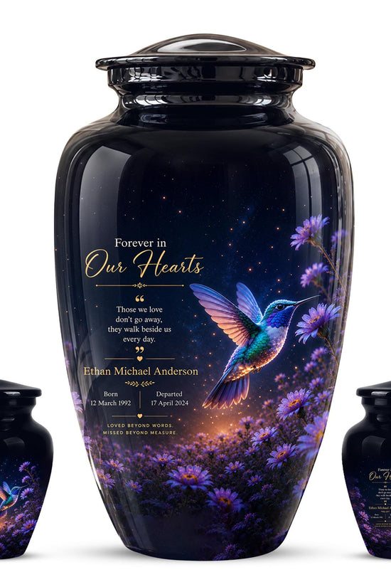 Personalized Hummingbird Cremation Urn - Floral Garden Memorial Keepsake (200 Cubic)